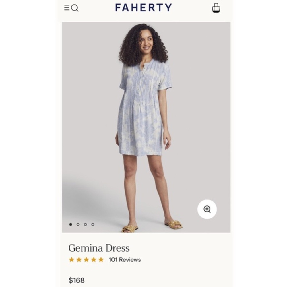 Faherty Gemina Linen Dress in Sky Blue